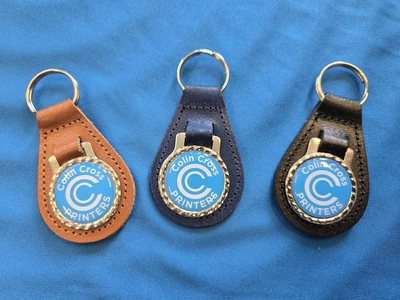  Domed Leather Fob Keyrings