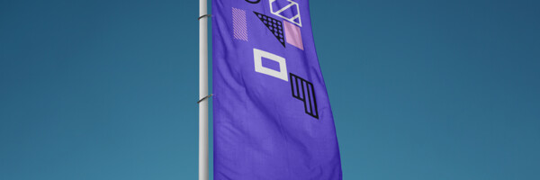 Vertical pop up flag for business promotion