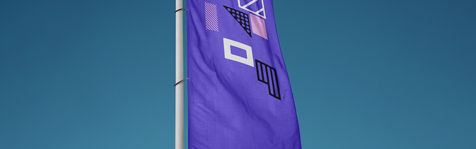 Vertical pop up flag for business promotion